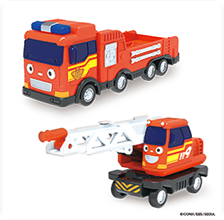 ちびっこバス タヨ おともだちミニカーダブルセット-ヘッダー＆ラダー-