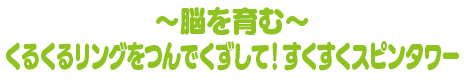 ～脳を育む～くるくるリングをつんでくずして！すくすくスピンタワー