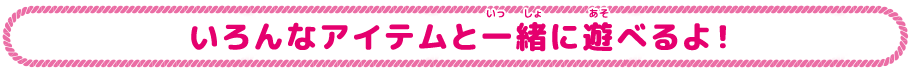 いろんなアイテムと一緒に遊べるよ！
